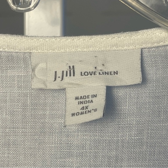 J. Jill Love Linen White Tunic Navy Embroidery, Resort, Vacation, Beach, Plus 4X - Picture 9 of 9